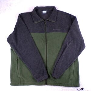 Columbia Sportswear Full Zip Fleece Sweater Men’s Size XXL Green Gray Mock Neck